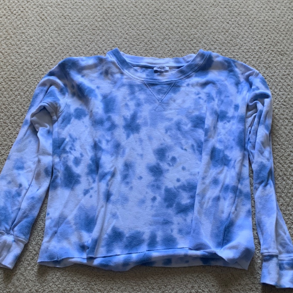Splendid blue tie dye waffle long sleeve